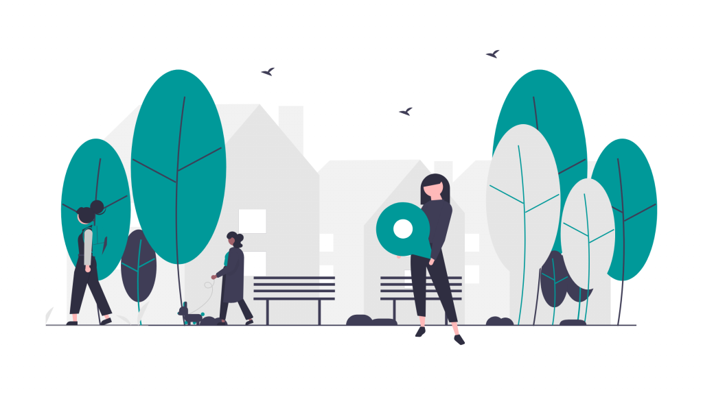 illustration représentant la pratique du slowtourisme, en prenant son temps de visiter son propre territoire
