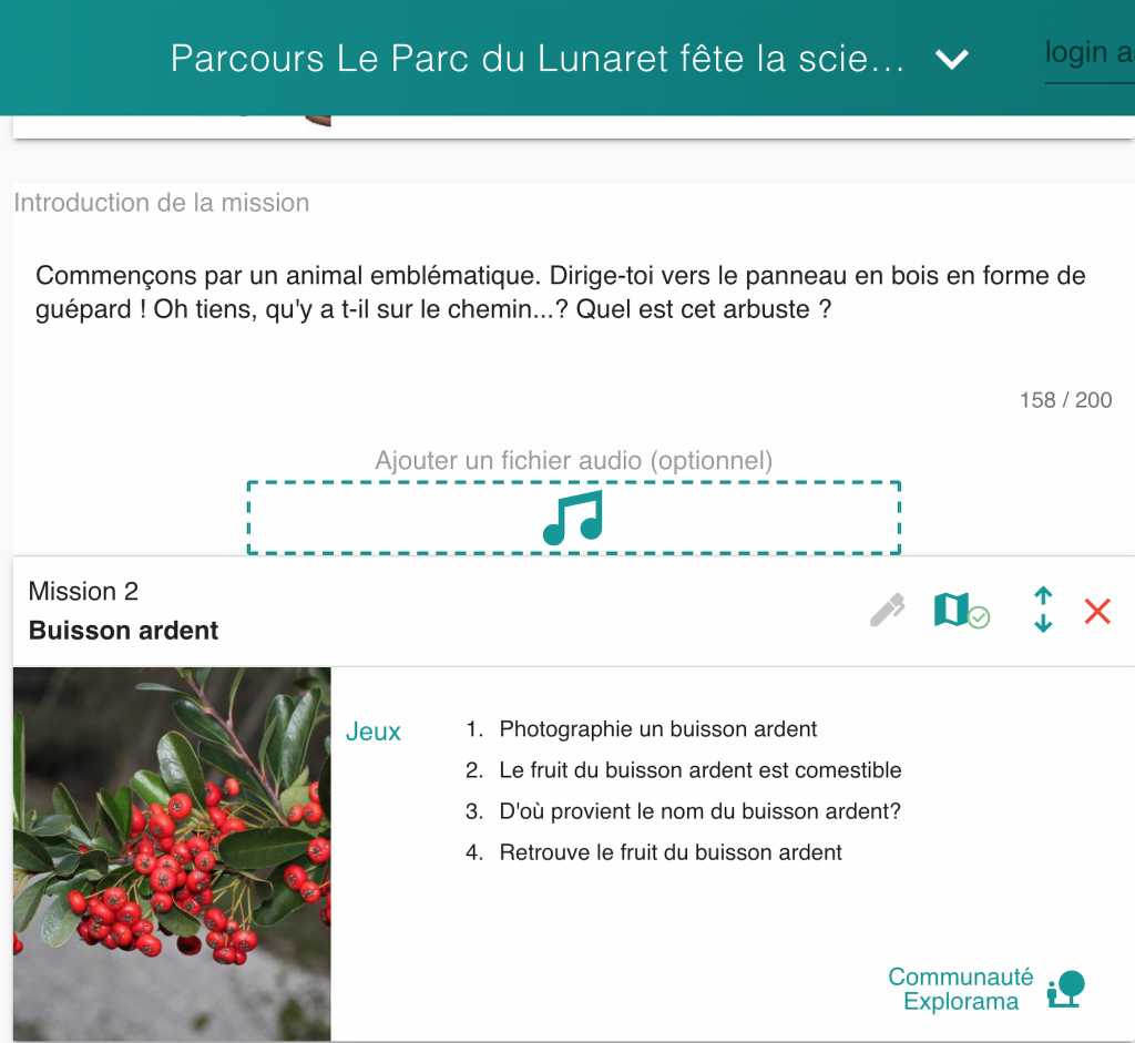 Nouveautés Studio  : Possibilité d'ajouter de l'audio dans les introductions de missions et consignes du jeu. 