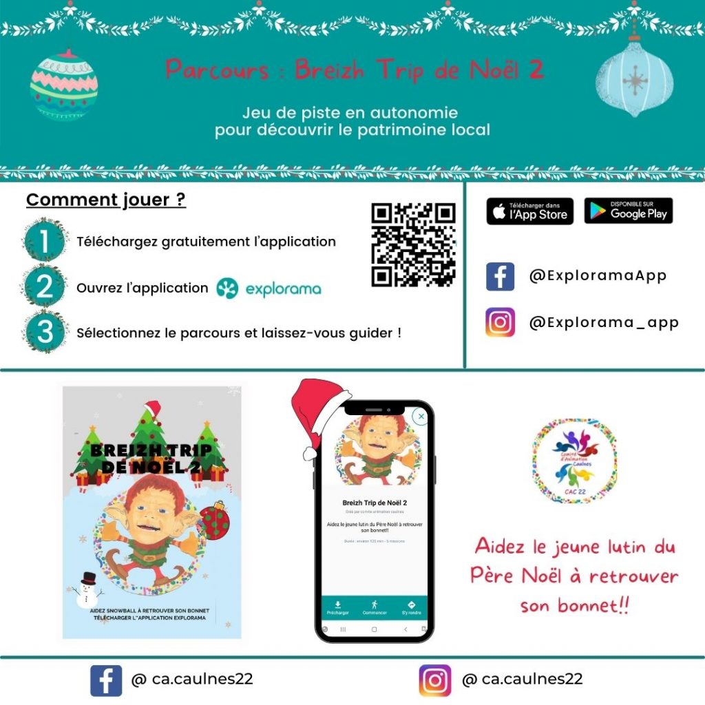 Affiche du jeu de piste et chasse au trésor de Noël à Caulnes
