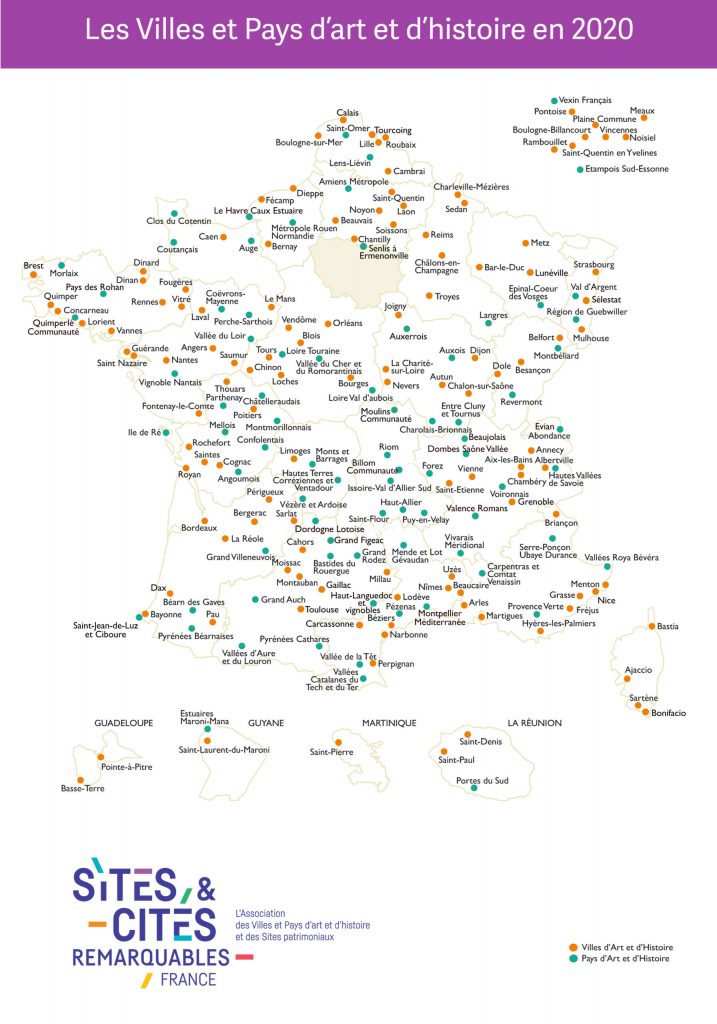 Carte Ville et pays d'art et d'histoire